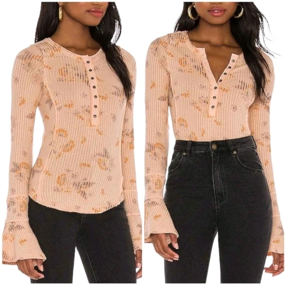 Free People Layer Me Henley Top size Small - Picture 1 of 13